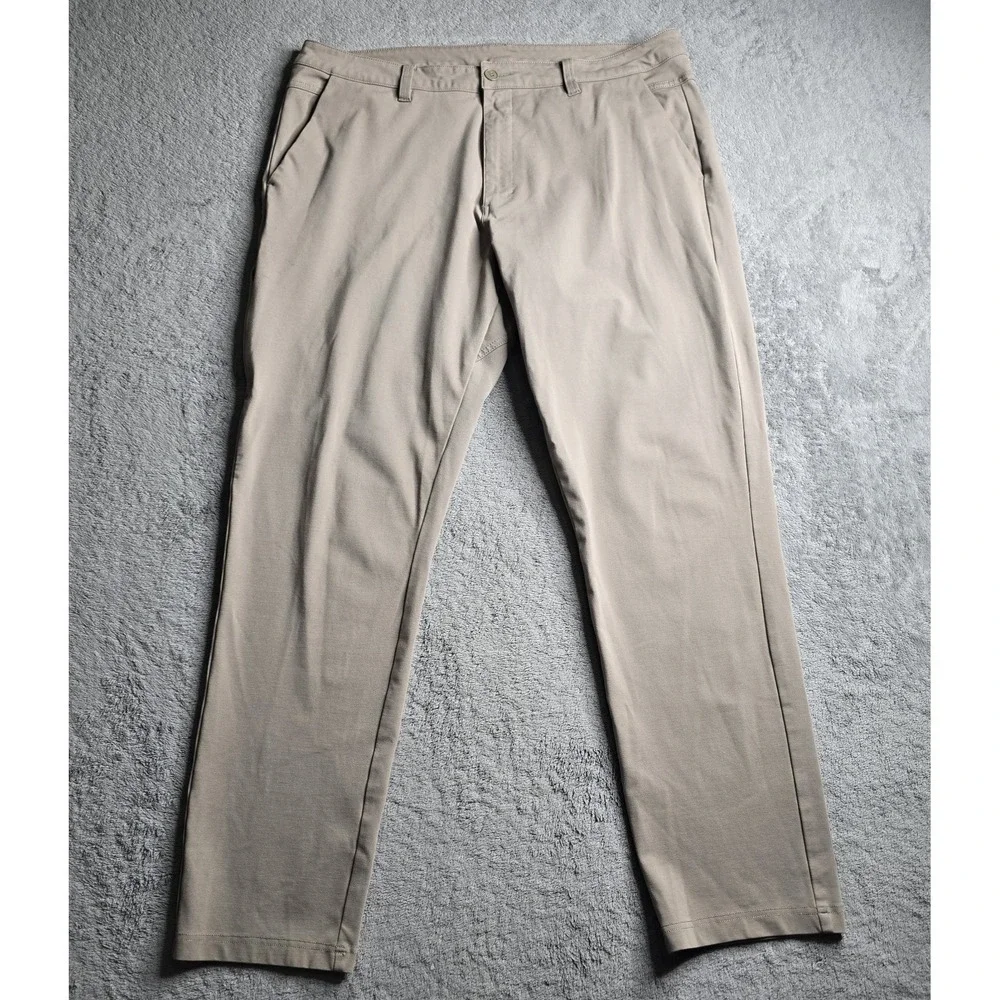 BYLT Everyday Pant 2.0 Mens 40 Tan  Khaki Slim Fit Performance Chino Trousers